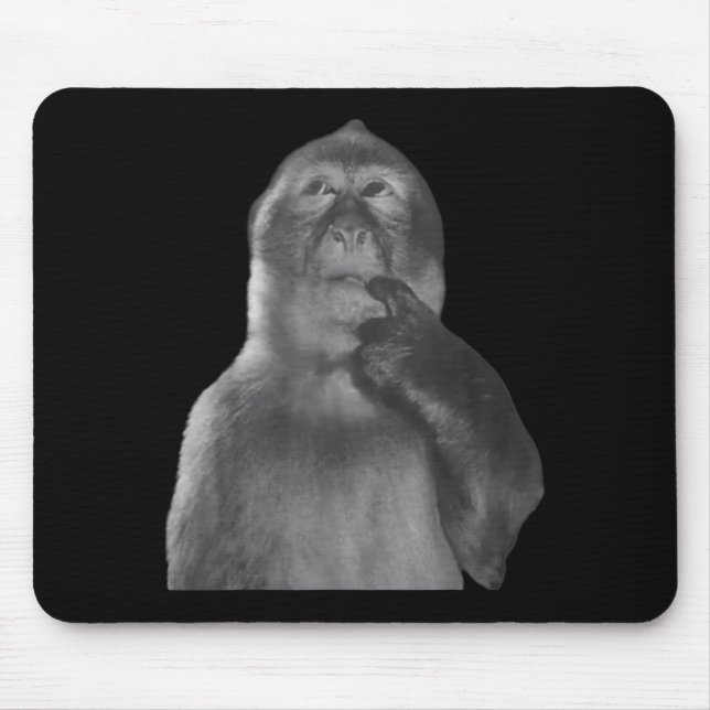 Mousepad Funny Thinking Monkey Meme Curious Ape Brainrot  (Frente)