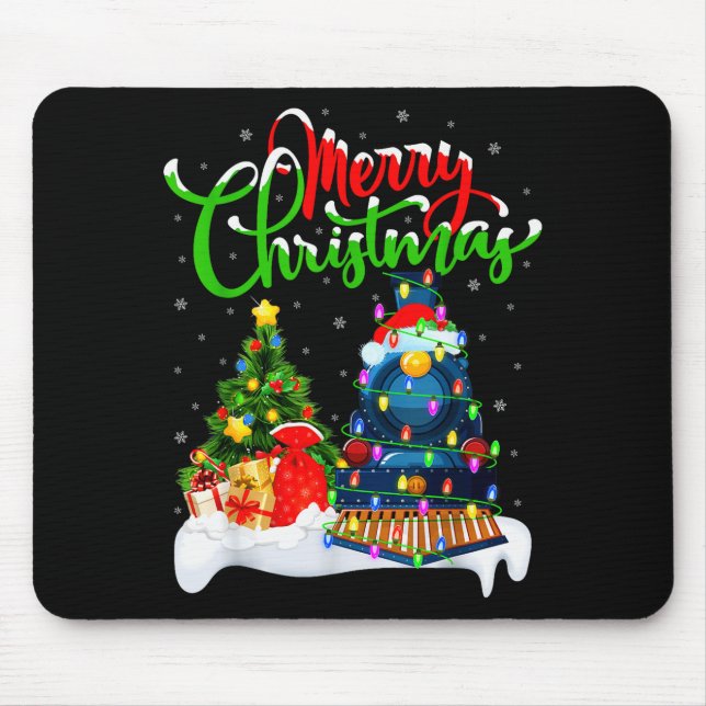 Mousepad Funny Train Lover Xmas Lighting Santa Train Christ (Frente)