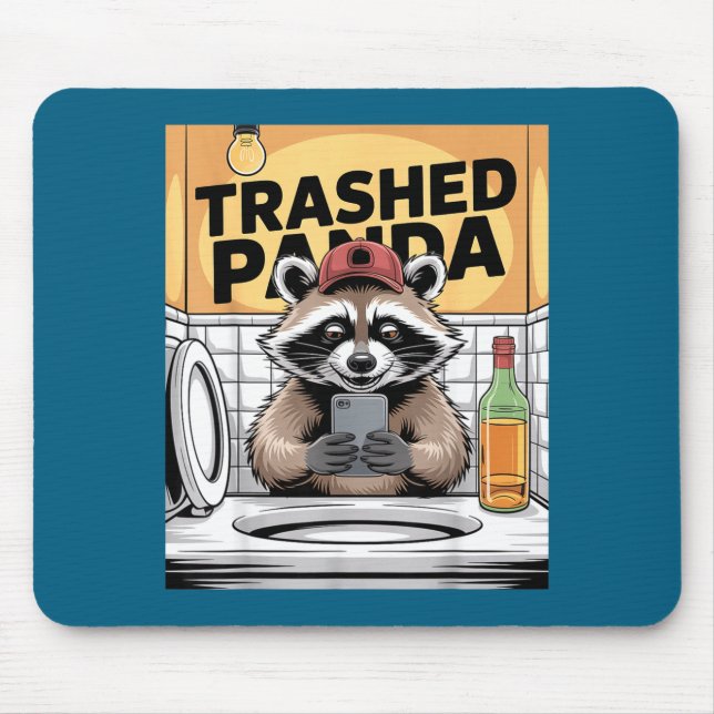 Mousepad Funny Trashed Panda Raccoon Gets Drunk  (Frente)