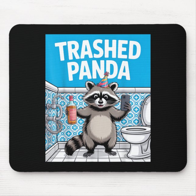 Mousepad Funny Trashed Panda Raccoon Gets Drunk  (Frente)