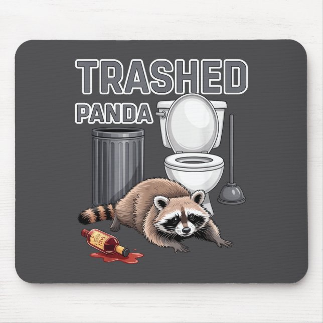 Mousepad Funny Trashed Panda Raccoon Gets Drunk  (Frente)