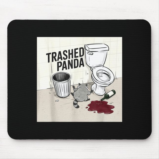 Mousepad Funny Trashed Panda Racoon Gets Drunk  (Frente)