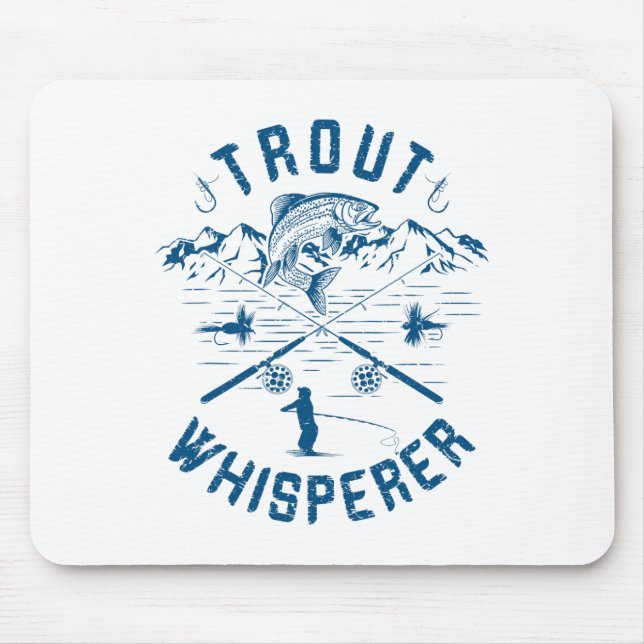 Mousepad Funny Trout Fly Fishing Birthday Christmas Fathers (Frente)