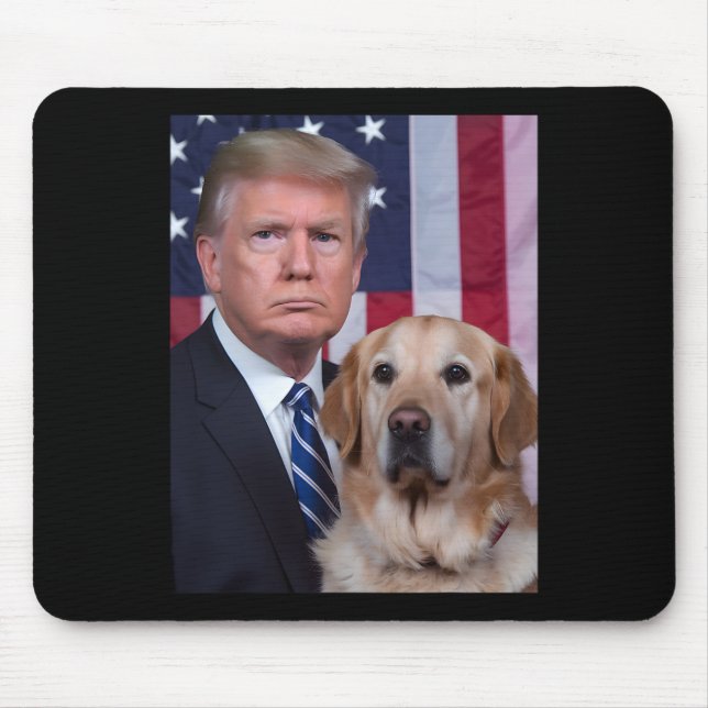 Mousepad Funny Trump E Ouro Retriever Dog Usa Flag (Frente)