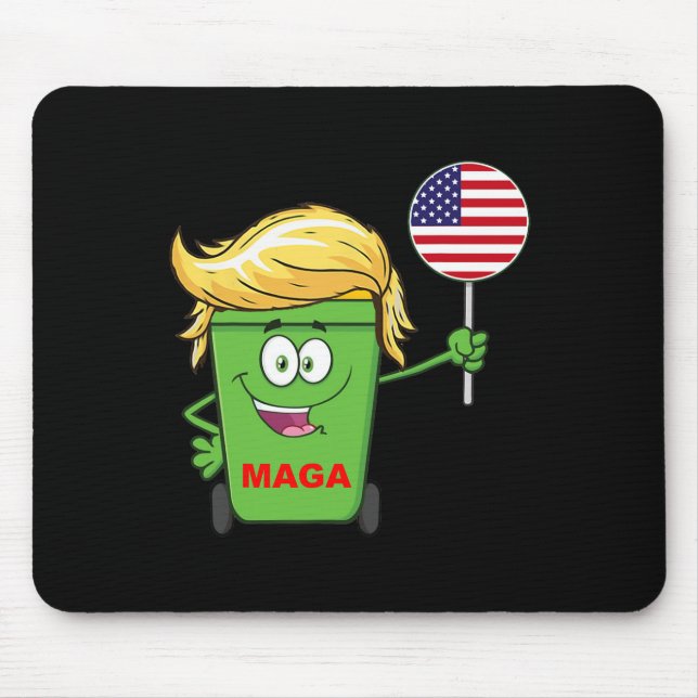 Mousepad Funny Trump Mega Cartoon Garbage Flag Americano (Frente)