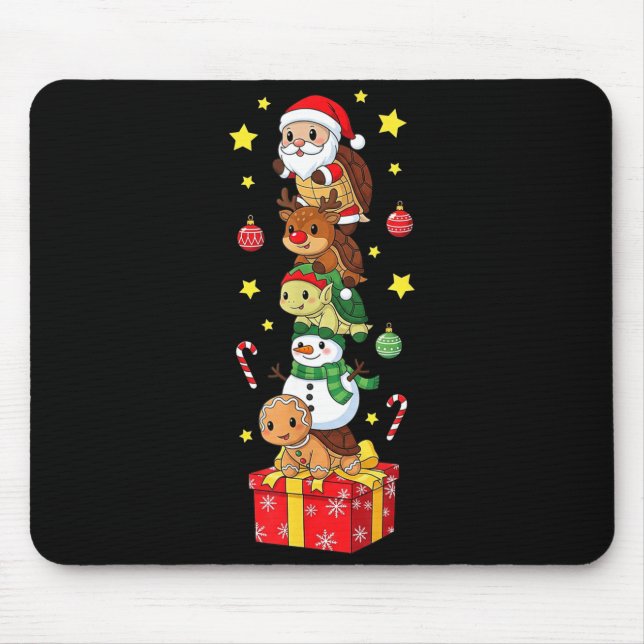 Mousepad Funny Turtle Santa Elf Snowman Christmas Boys Girl (Frente)