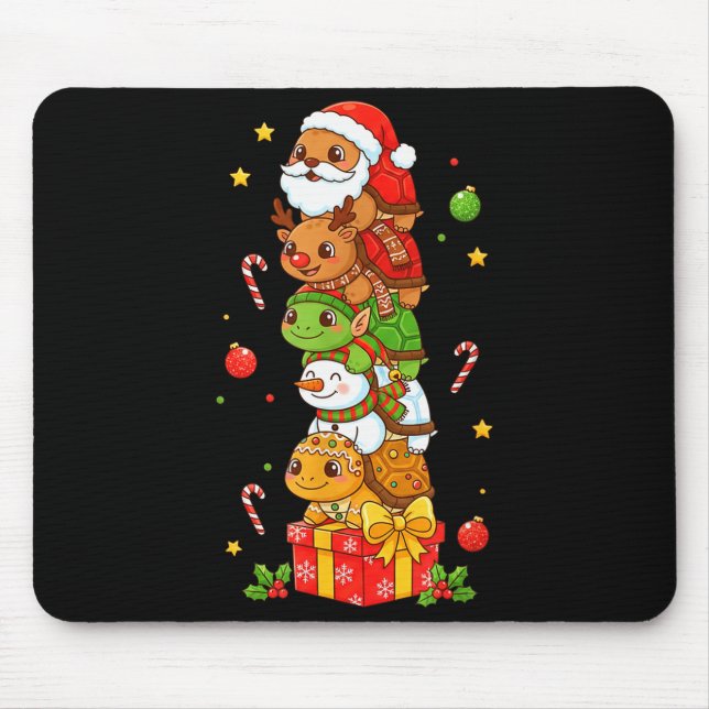 Mousepad Funny Turtle Santa Elf Snowman Christmas Womens Me (Frente)
