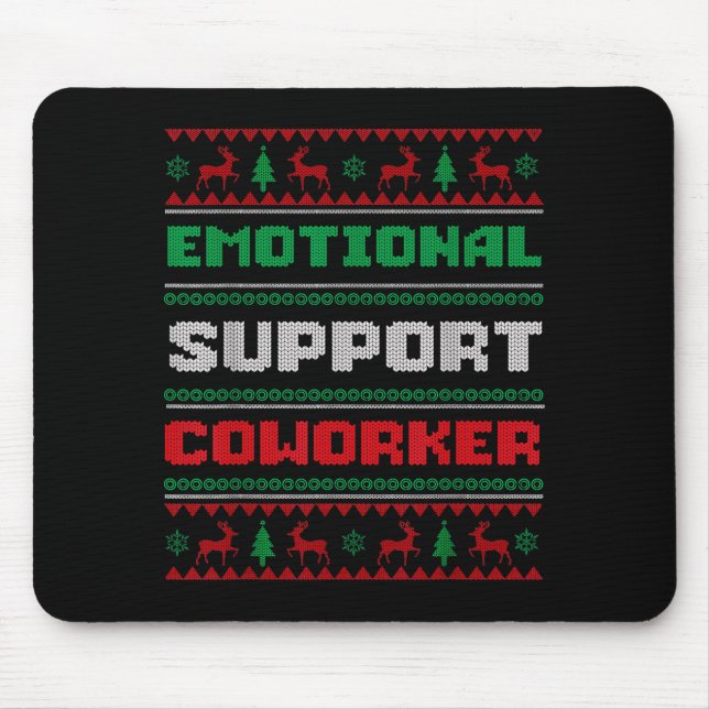 Mousepad Funny Ugly Christmas Sweater Emotional Suprt Cowor (Frente)