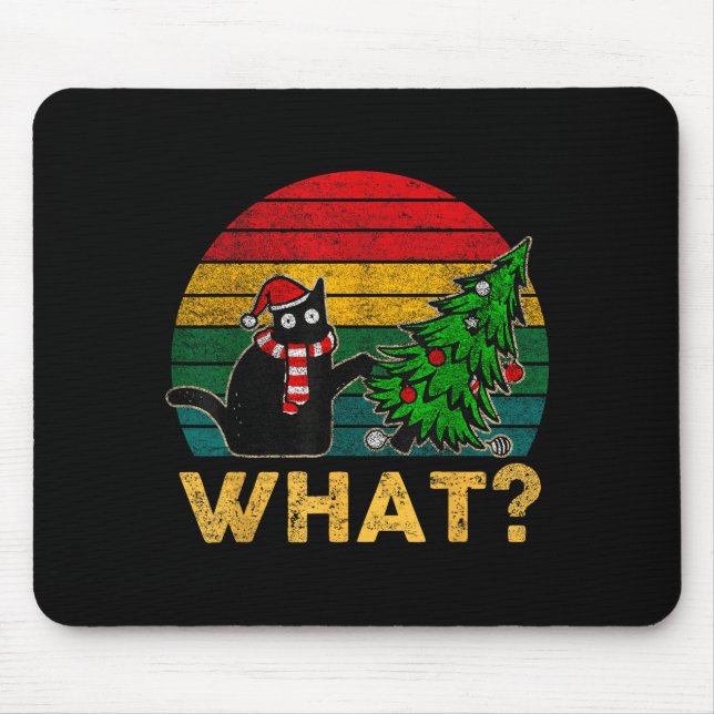 Mousepad Funny Ugly Sweater Christmas Shirt Naughty Cat San (Frente)