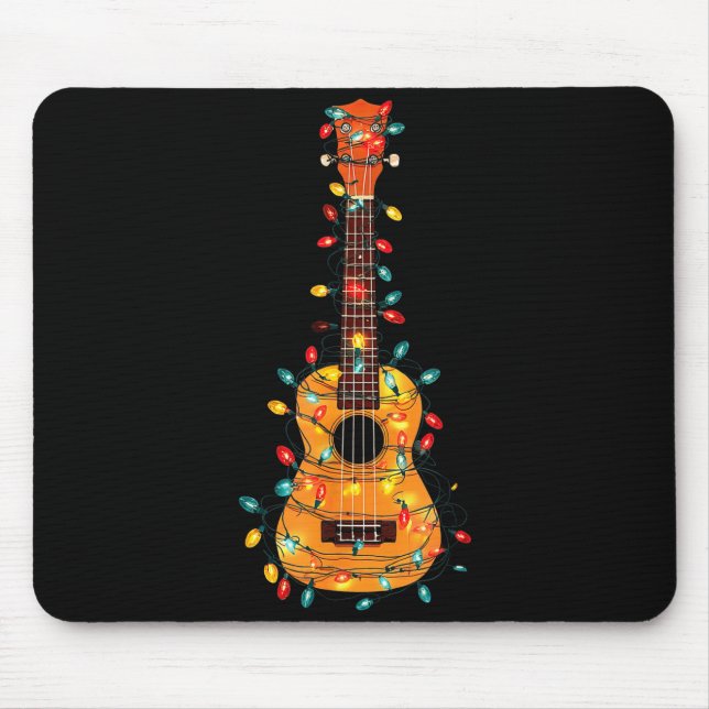 Mousepad Funny Ukulele Christmas Graphics Lights Lover Play (Frente)