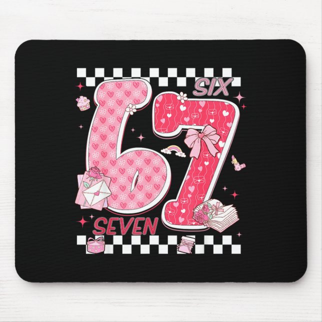 Mousepad Funny Valentine 67 Six Seven Meme Pink Bow Boy Gir (Frente)