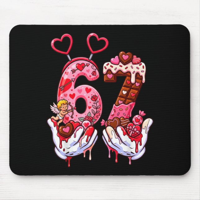 Mousepad Funny Valentine's Day 67 Meme Hands Six Seven Cud  (Frente)