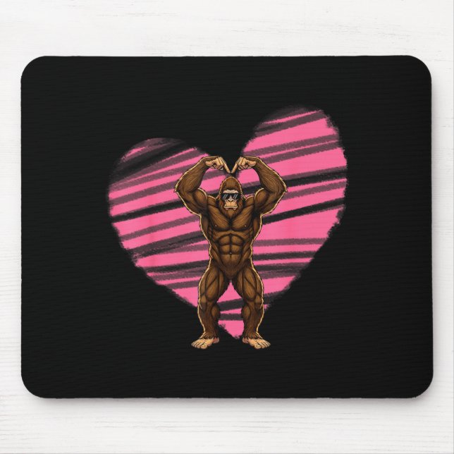 Mousepad Funny Valentines Day Bigfoot Sungles In Heart Sasq (Frente)
