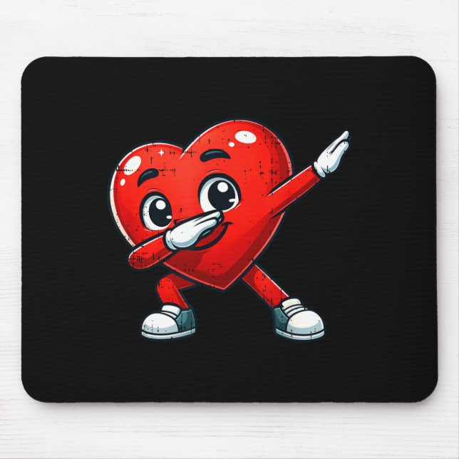 Mousepad Funny Valentines Day Dabbing Heart Lover Men Kids  (Frente)