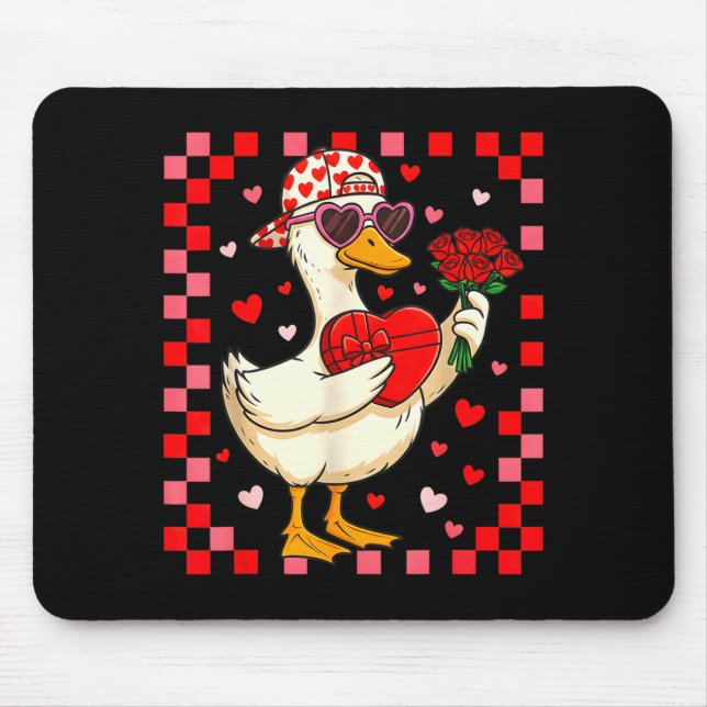 Mousepad Funny Valentines Day Duck Heart Valentine Cud Kids (Frente)