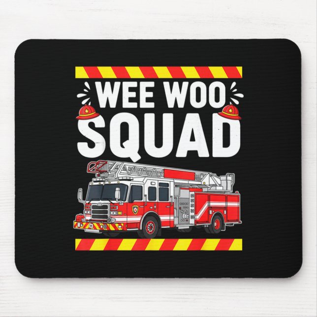 Mousepad Funny Wee Woo Squad Fire Department Firefighter Fi (Frente)