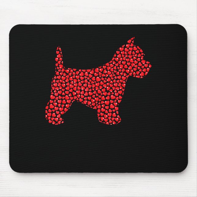 Mousepad Funny Westie Dog Lover Hearts Love Westie Valentin (Frente)