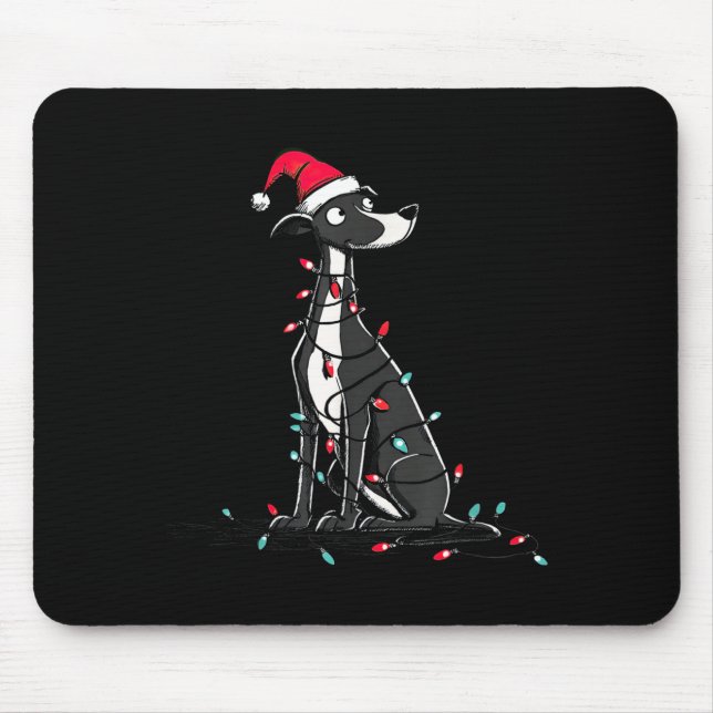 Mousepad Funny Whippet Christmas Graphics Dog Lights Lover  (Frente)