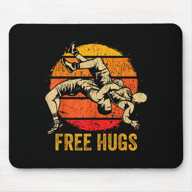 Mousepad Funny Wrestling Hugs Wrestling Mom Men Boys Kids  (Frente)
