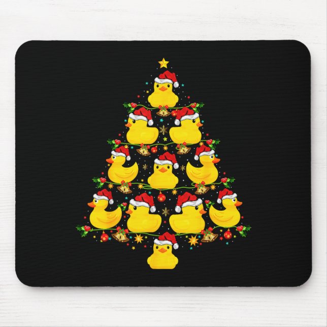 Mousepad Funny Xmas Lighting Santa Hat Rubber Duck Christma (Frente)