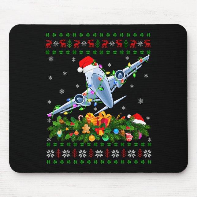 Mousepad Funny Xmas Lighting Tree Santa Ugly Airplane Chris (Frente)