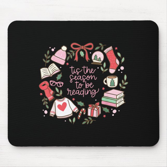Mousepad Funny Xmas Tis The Season To Be Reading Books Paja (Frente)