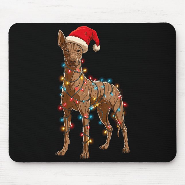 Mousepad Funny Xoloitzcuintli Christmas Graphic Dog Lights  (Frente)