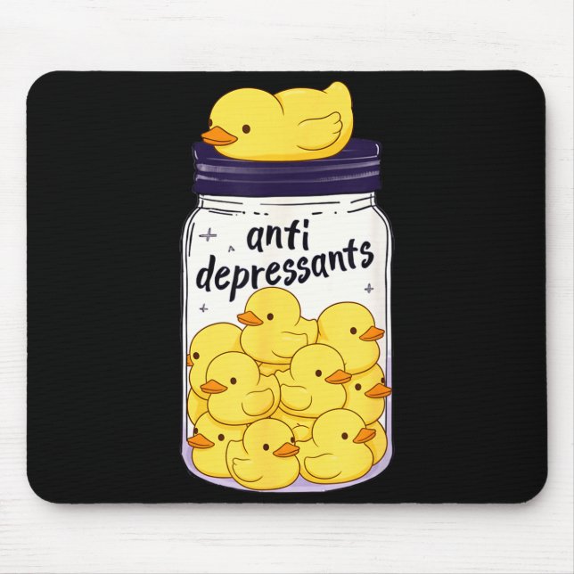 Mousepad Funny Yellow Duck Anti Depressant Jar Zoo Boys Gir (Frente)