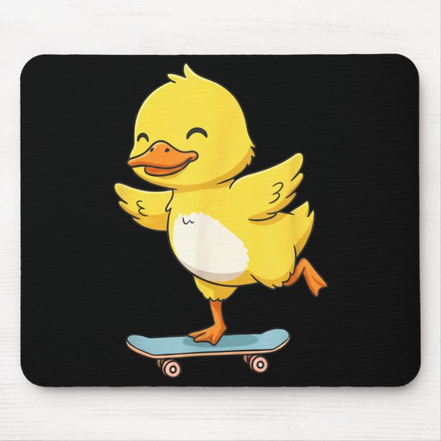 Mousepad Funny Yellow Duck Skater Skateboard Ballerina Zoo  (Frente)