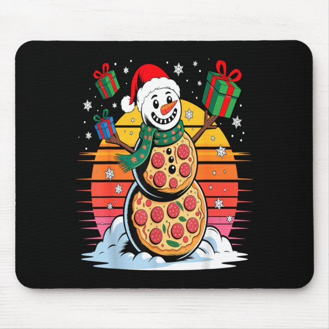 Mousepad Funny Zza Snowman Christmas Holiday Food  (Frente)