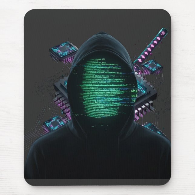 Mousepad Fusão de Tecnologia Cibernética - Katana Neon e Ci (Frente)