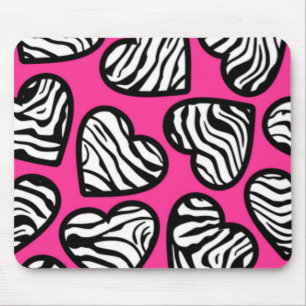 Mousepad Fuschia branca, cor-de-rosa-rosa, padrão-zebra bra