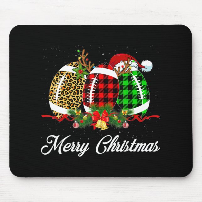 Mousepad Futebol Ball Natal Leopardo Papais noeis Vermelhas (Frente)