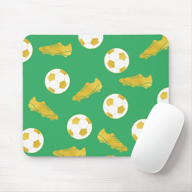Mousepad Futebol Clássico Elegante Dourado Limpa Bola Verde (Com mouse)