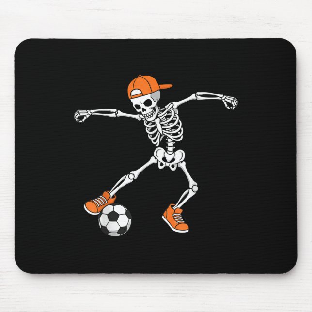 Mousepad Futebol de Halloween Esqueleto Futebol Truque ou T (Frente)