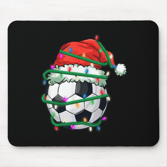 Mousepad Futebol De Natal Em Santa Hat No Feriado Xmas Ligh (Frente)