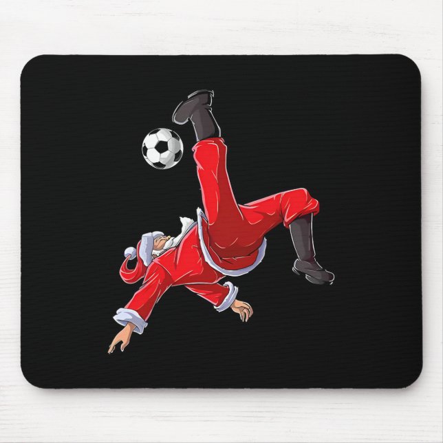 Mousepad Futebol de Natal Papai Noel Engraçado Chute de Bic (Frente)