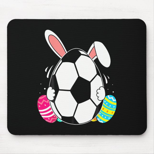 Mousepad Futebol engraçado com orelhas de coelho dia de Pás (Frente)