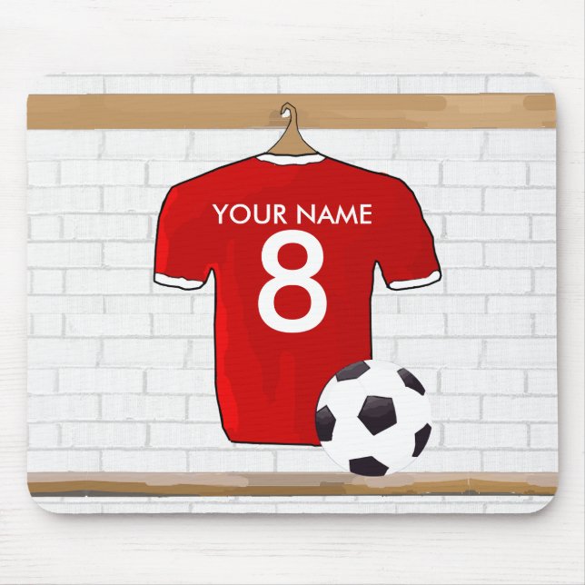 Mousepad Futebol Red e White Personalizado Jersey (Frente)