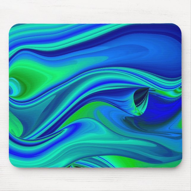 Mousepad futurista, Abstrato em verde e azul (Frente)