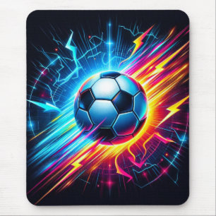 Mousepad Futurista Bola de Futebol Elétrico Relâmpago