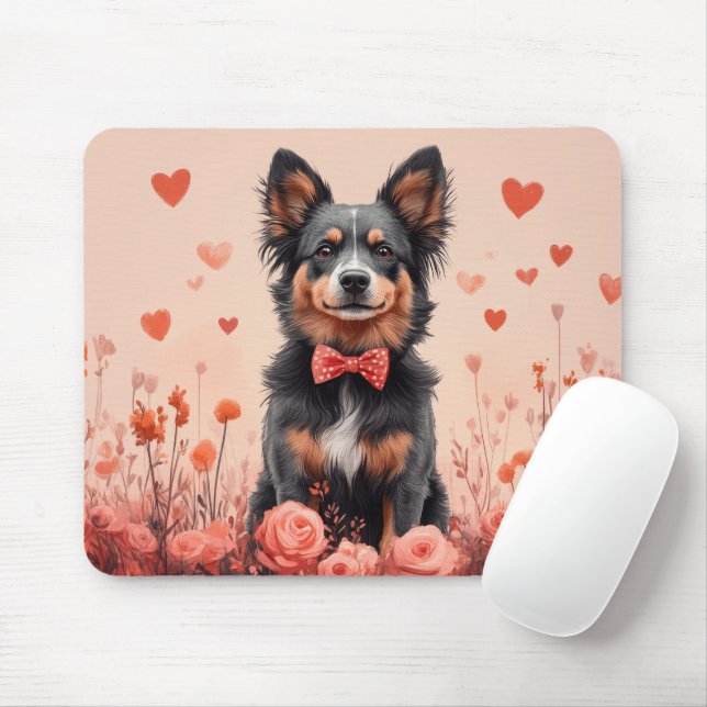 Mousepad Gado Australiano com Rosas - Dia dos Namorados (Com mouse)