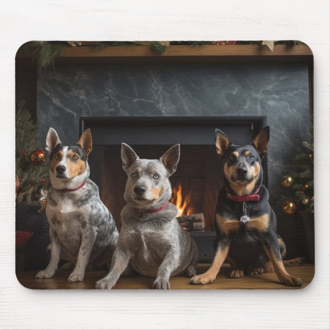Mousepad Gado Australiano junto à Lareira Natal (Frente)