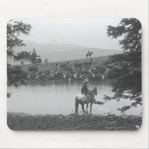 Mousepad Gado por uma lagoa com dois vaqueiros