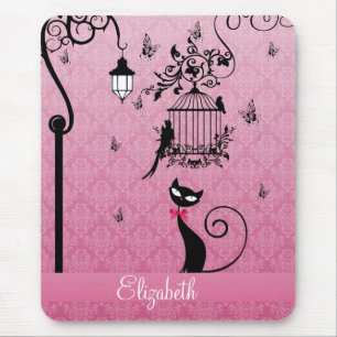 Mousepad Gaiola de pássaros feminino elegante bonita do