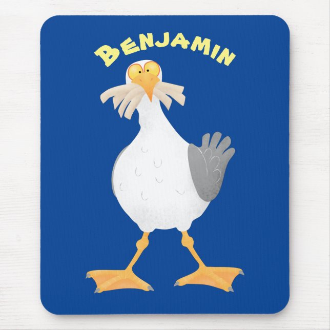 Mousepad Gaivota engraçada com desenho francês (Frente)