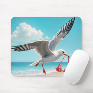 Mousepad Gaivota Voando Com uma Parte Superior de Biquíni