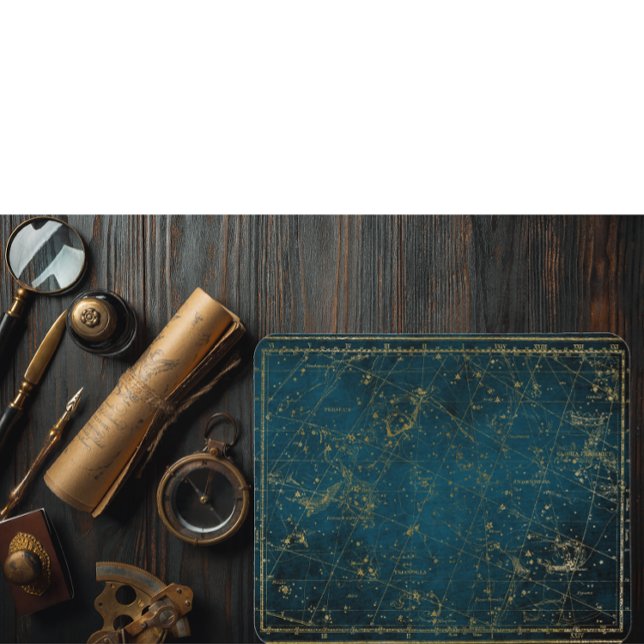 Mousepad Galáxia de ouro azul da constelação de mapa celest (Criador carregado)