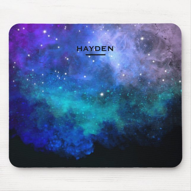 Mousepad Galáxia Legal Nebulosa Azul Personalizada (Frente)
