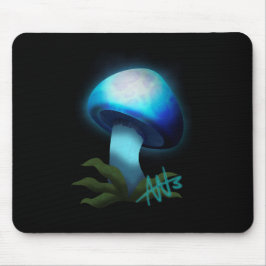 Mousepad Galáxia Shiitake Brilhante Cogumelo Azul Claro
